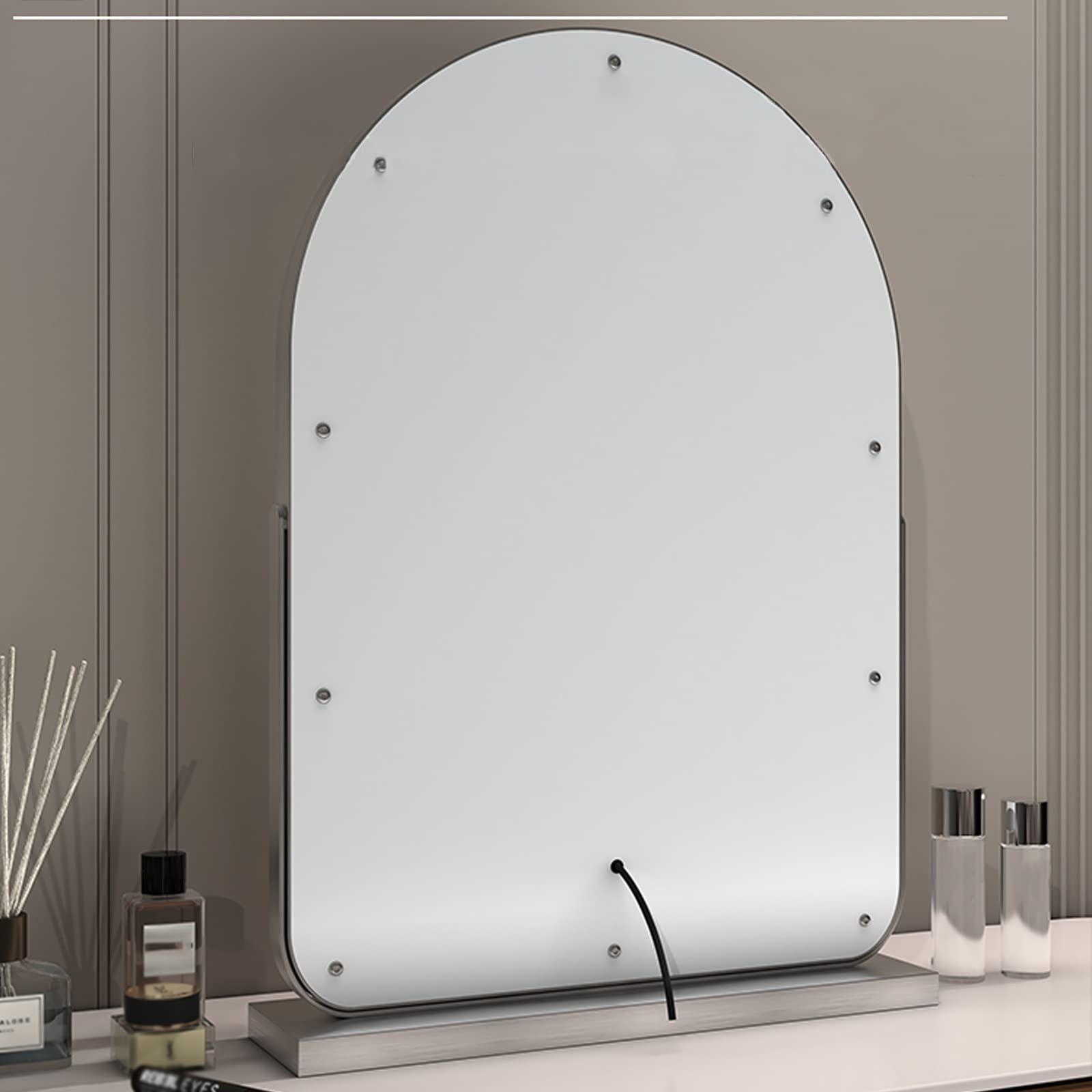 Lustro toaletkowe LED z obracaniem o 360°, sterowanie dotykowe, 3 kolory, do toaletki, łazienki, sypialni, 32 x 44 cm, lusterko do makijażu z żarówkami