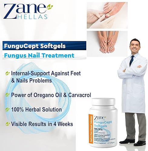 Miniatura 3 de Zane Hellas FunguCept Softgels. para resultados más rápidos y mejores. Cápsulas blandas de apoyo para uñas FunguCept y FunguCept Athlete. 60