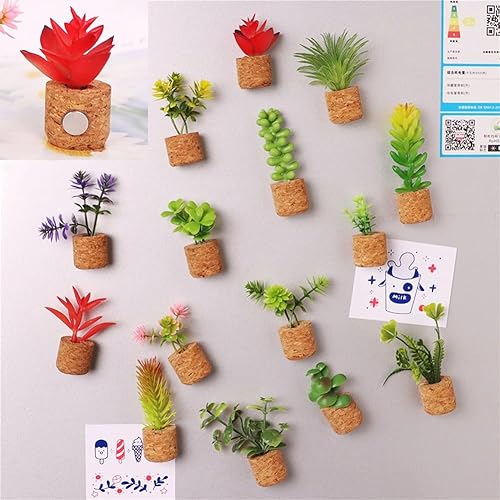 Miniatura 7 de Imanes creativos para nevera, 16 unidades, diseño creativo de plantas artificiales suculentas, imanes para nevera, decoración de pizarra blanca e