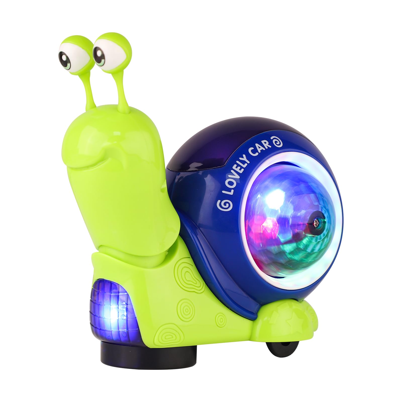 BTFO Luminous Snail Baby Toy, Musical Snail Crawling Toys Cute Electronic Crawl Animal Interactive Baby Play Music Toy Dazzling Light Tummy Time Electric Snail Toy for Toddler(Green)