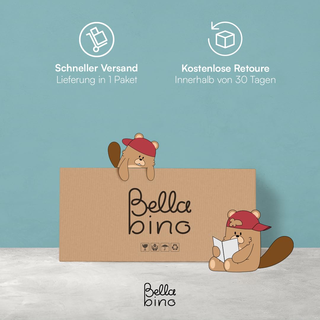 Bellabino Aki Kindersitzbank - 2in1 Kinderbank/Kindertisch aus Holz Natur - Montessori Wendebank für Kinderzimmer - multifunktionaler Kinderhocker mit 3 Sitzhöhen aus Birke - Hocker 80 x 35 x 35 cm