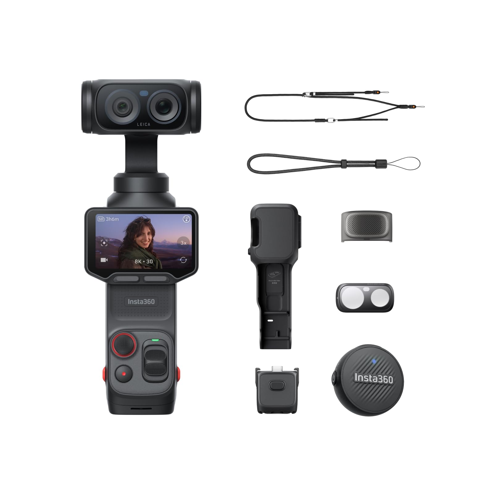 Insta360 Luna Ultra Vlog Bundle - 8K Vlogging Camera with Dual Leica Lenses, 12× Zoom, 1" Sensor, Detachable 2" Touchscreen, Triple AI Chip, Pocket Gimbal Camera for Vlog Photography
