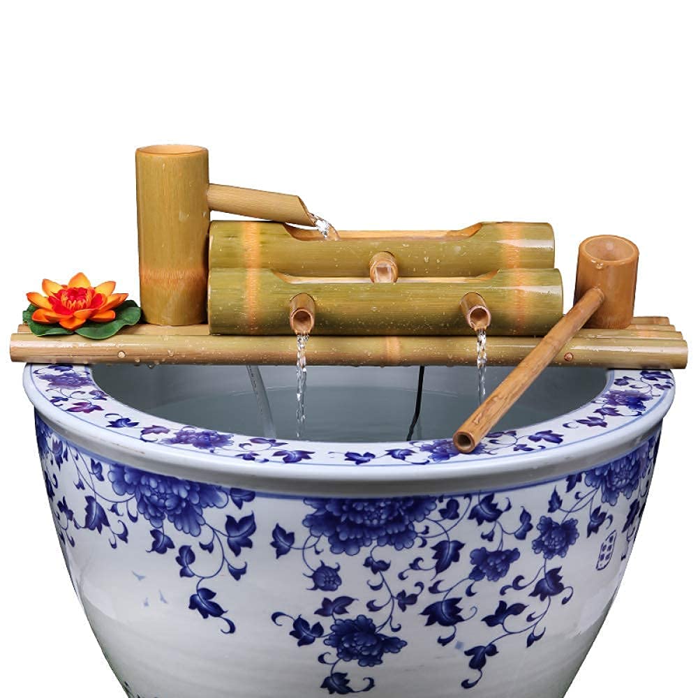 Aioneer Feng Shui Water Fountain Bamboo Fountain Decor, Water Spout with Pump, Garden Decoration, Waterfall, Outdoor Japanese Garden Feature,50Cm Decoration