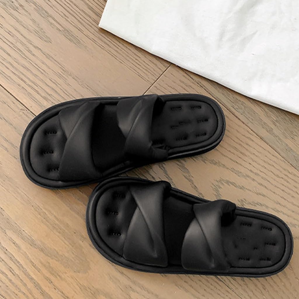 Zapatillas para Mujer Verano Al Aire Libre, Nuevas Zapatillas Suaves Ropa Exterior Parte Inferior Plana Fregona De Una Palabra Sandalias Cómodas(Nero,37 EU)
