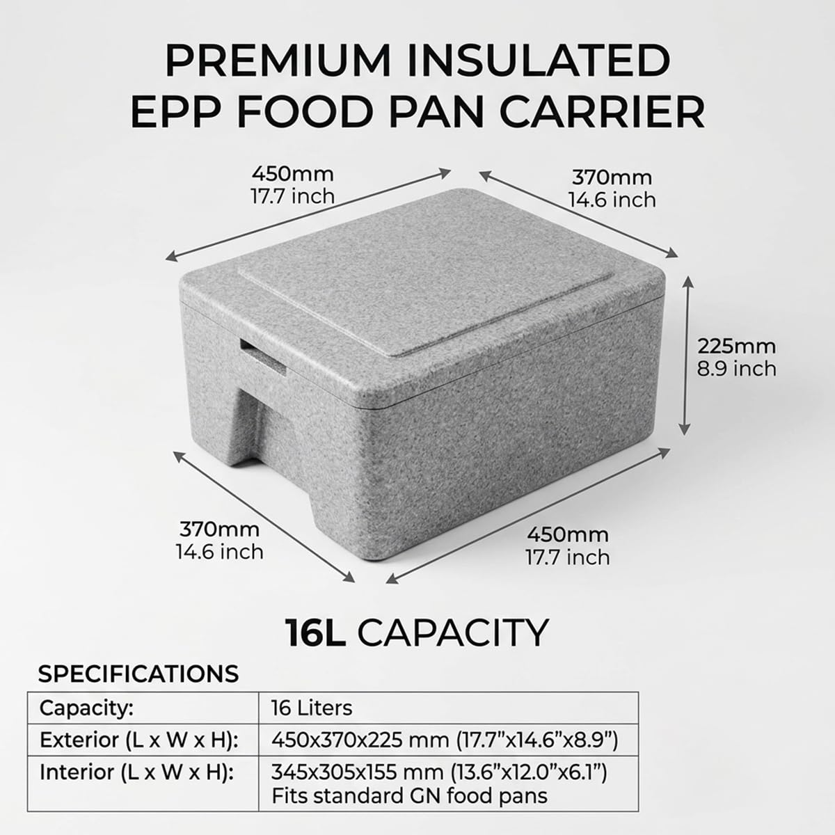 Contenitore termico per alimenti, 17 Qt/16 L, per catering, scaldavivande commerciale, con 4 padelle in acciaio inox, scaldavivande per ristorante, mensa, casa