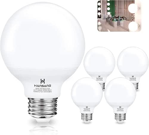 G25 LED Bathroom Light Bulbs, E26 Base 4000K Natural Daylight
