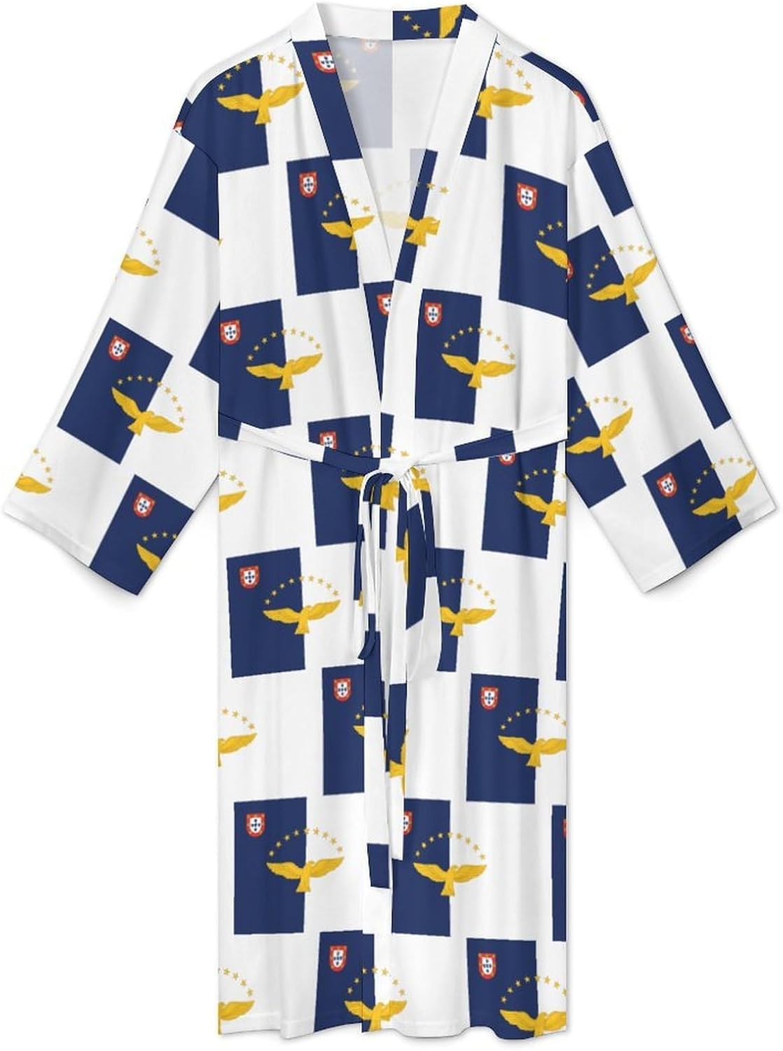 Flag of The Azore Mens Robe Long Bathrobe for Women Bath Robes Lightweight Soft Printed Sleepwear