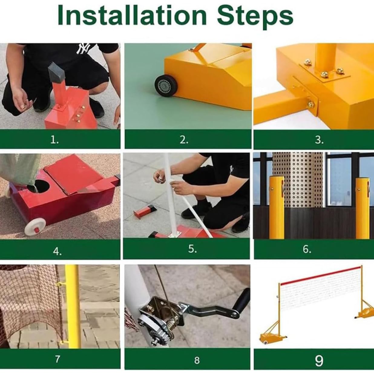 Rete da badminton autoportante con base ponderata per sport indoor e outdoor