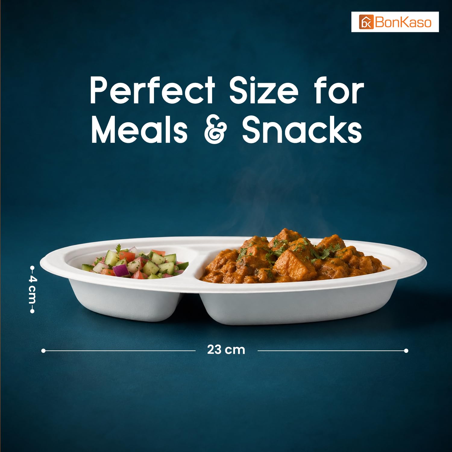 Bonkaso Bagasse Plates - Eco-Friendly Meal Trays -3