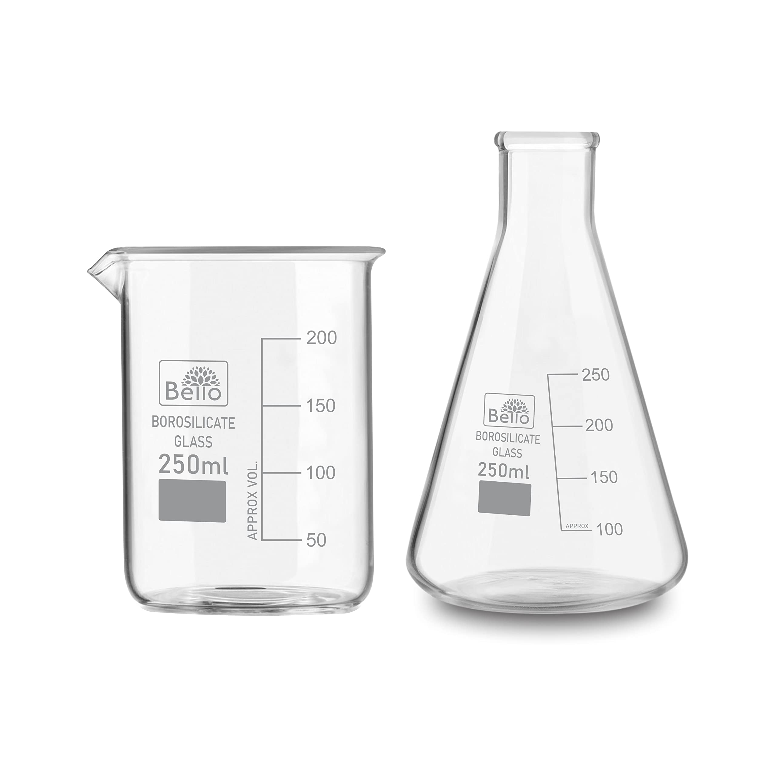 Bello Borosilicate 3.3 Glass Combo of Beaker and Conical Flask 250 ml with Graduation Marks, Set of 2 (1 Beaker and 1 Conical Flask)-picture-21