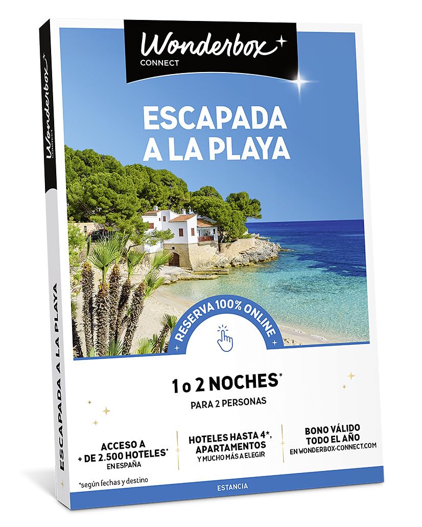 WONDERBOX – Cofre Regalo Escapada a la Playa - De 1 a 2 Noches para 2 Personas - Escapada para Parejas - Regalar experiencias - Hoteles Cerca del mar para desconectar y evadirse