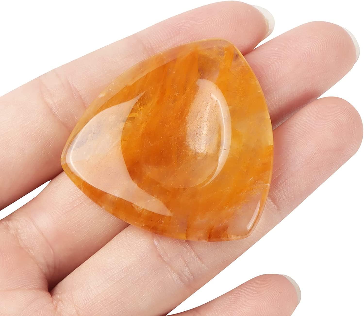 Artistone Citrine Crystal Thumb Worry Stone Chakra Healing Crystals Palm Stones for Anxiety Stress Relief Meditation Massage, Triangular Shaped