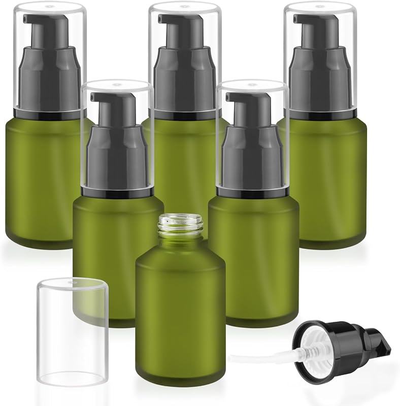 Wresty 6 Frascos de Vidro Recarregáveis com Bomba, 30 mL, Verdes