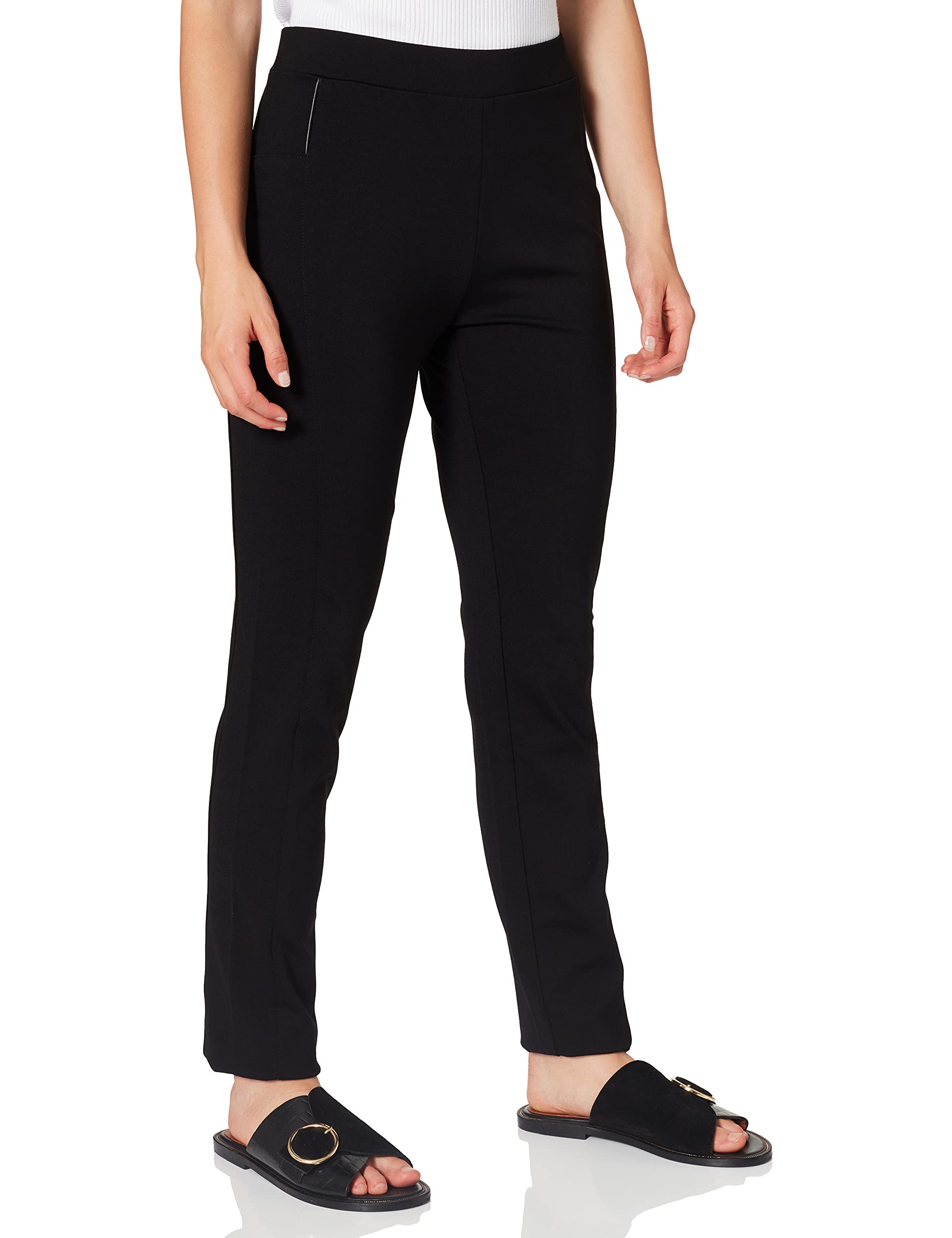 Damart - Pantalon Pull-On pour Femme, Maille Milano Stretch - Biais Faux Cuir, Taille Elastiquée - Lavable en Machine