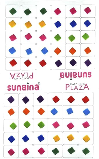 Sunaina Matching Plaza Multicolor SQUARE Bindis for Women Size-2 [SMPS612]