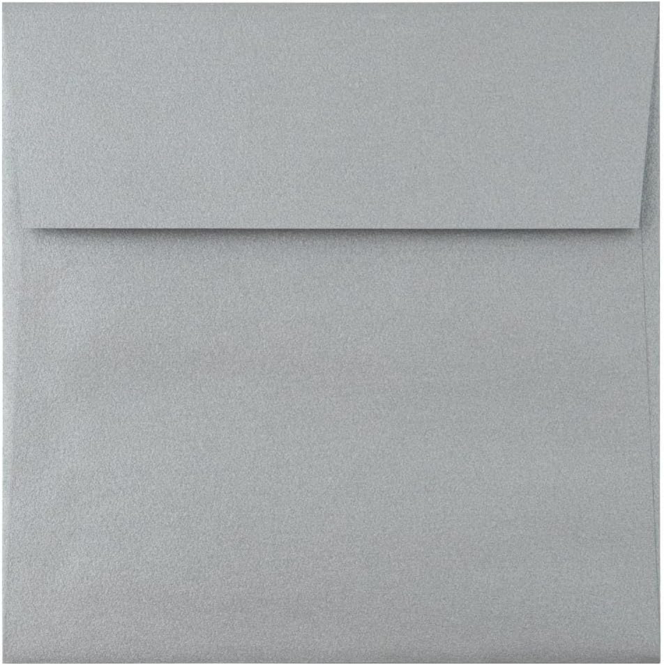 LUXPaper Square Invitation Envelopes | Peel & Press | 5 1/4" x 5 1/4" | Silver Metallic | 80lb. Text | 250 Qty