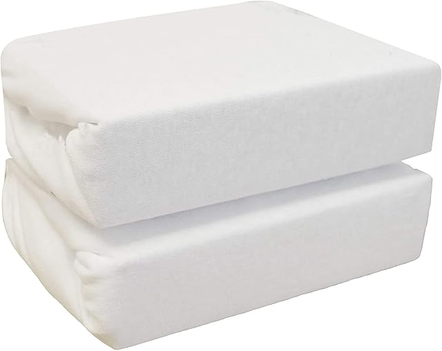 Travel Cot Fitted Sheets 100% Organic Jersey Cotton Baby Sheets Universal 95 x 65cm 2 Pack
