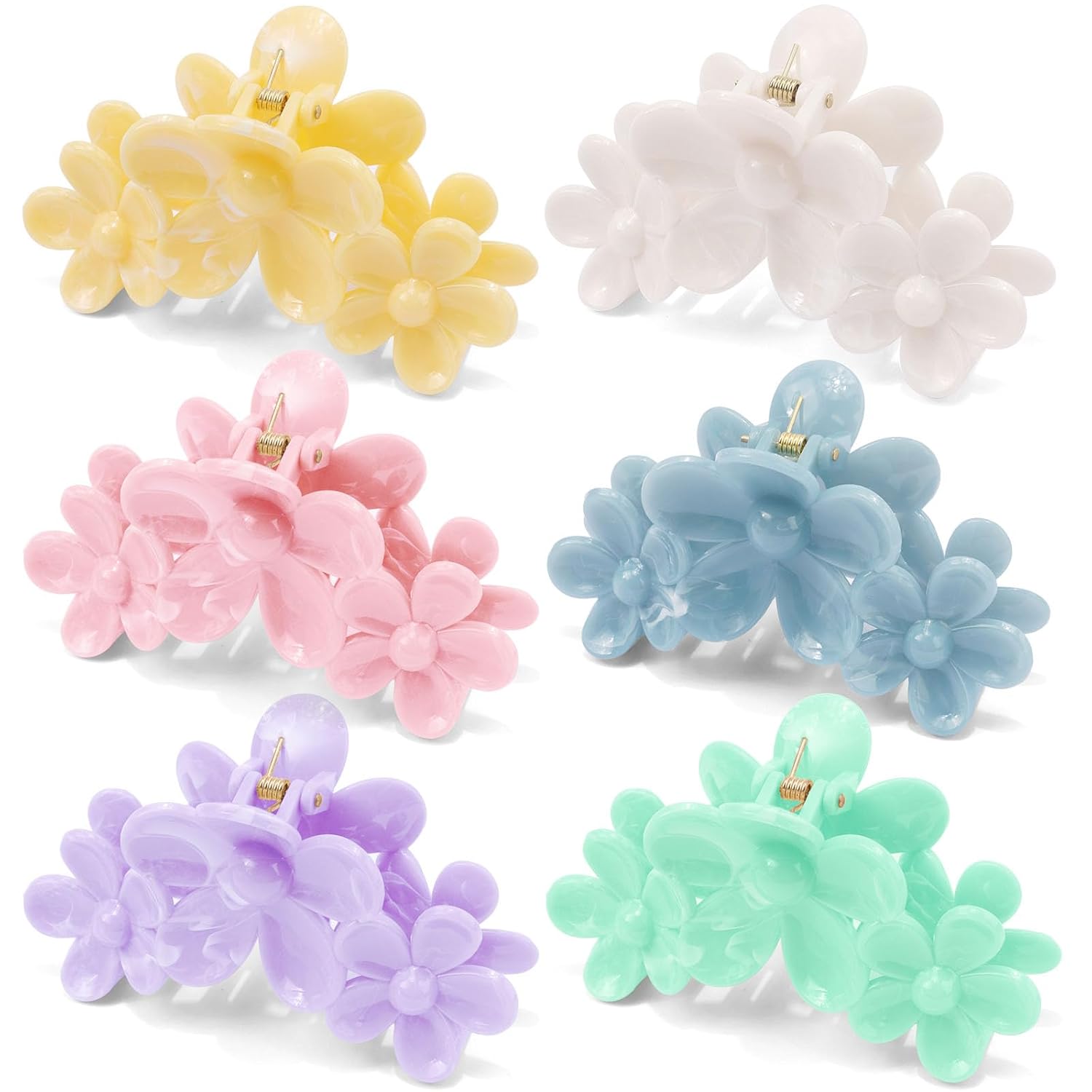 Chanaco Flower Hair Clips 6Pcs Claw Clips for Women Large Clip for Thick Thin Hair Cute Beach Accessories for Styling Hawaiian Flowers Gifts