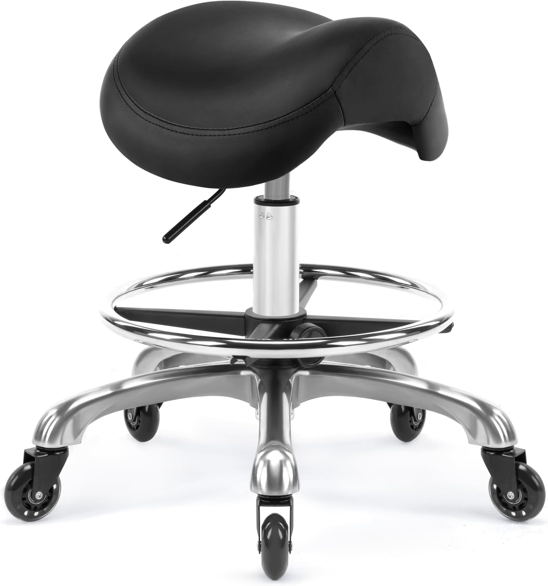 - Ergonomic Saddle Stool, Adjustable Pneumatic Swivel Rolling Saddle Seat with Wheels for Hygienic, SPA, Salon, Home and Office, Haku 506 Series