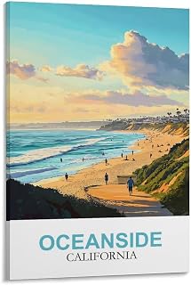 Ndoud Oceanside California Vintage Travel Poster 20x30inch(50x75cm) Wall Art Picture Print Canvas Painting for Living Room Home Decor