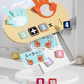 TOP BRIGHT Wooden Math Counting Toys for Kids, Toddler Number Addition Toys Educational Learning Game, Montessori Toys for Boys Girls 3 4 5 Year Old