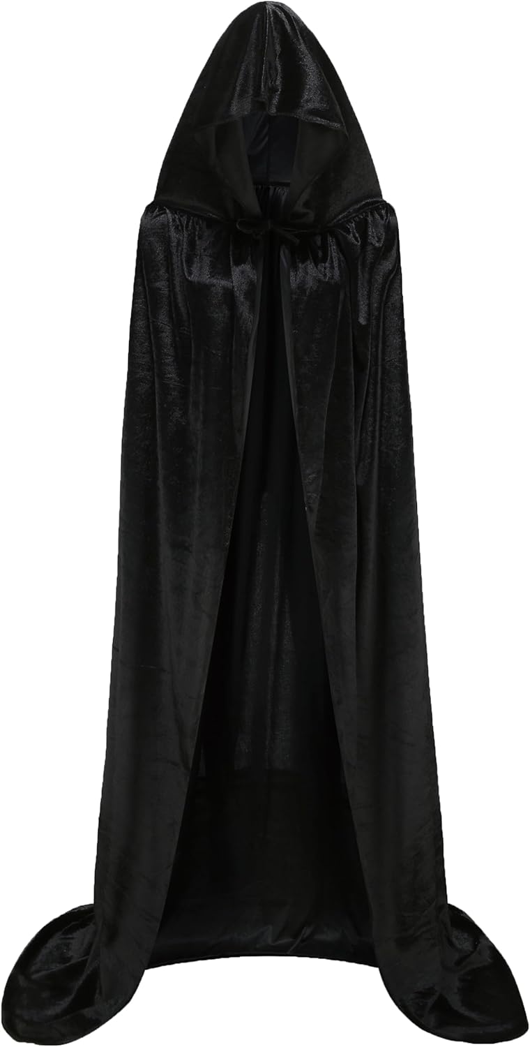 Unisex Hooded Cloak Long Velvet Cape For Halloween Christmas Cosplay Costume
