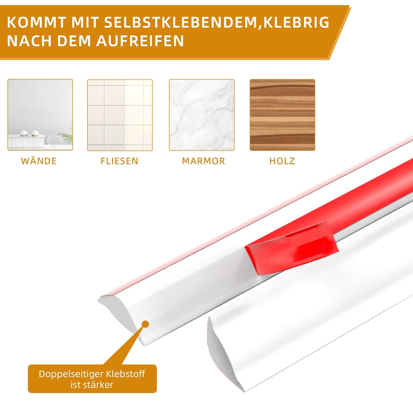 Modanature Autoadesive Per Pareti 6m X 2cm - Strisce Flessibili Per Angoli, Porte E Pavimenti - Foto 13