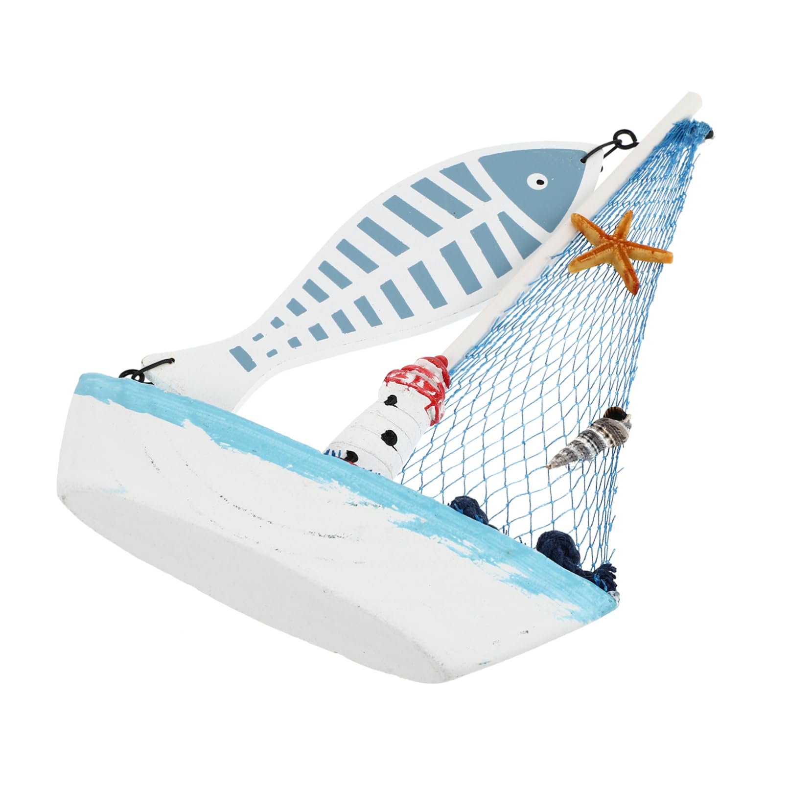 Veemoon 1Pc Lovely Sailing Boat Decorative Model Delicate Net Sailing Decoration for Home Desk and Office Decor Nautical Kitchen Accent Fish Design Durable and Elegant