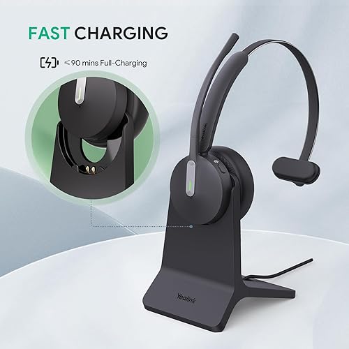 Miniatura 3 de Yealink BH70 con soporte inalámbrico Bluetooth auricular con micrófono para el trabajo, hasta 35 horas de duración de la batería de conversación, 3