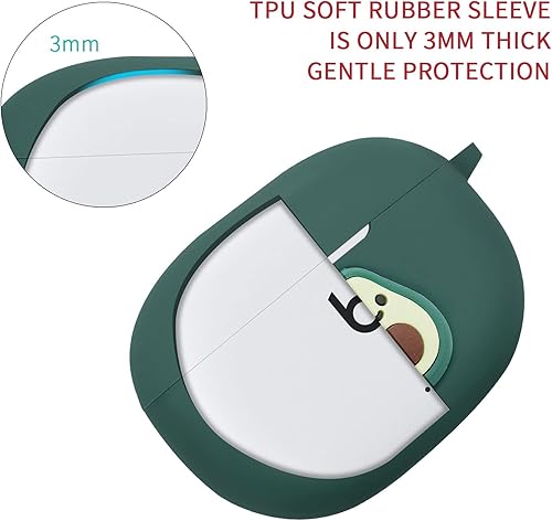 Miniatura 3 de Funda para Beats Studio Buds, linda funda de aguacate Kawaii con llavero diseño de dibujos animados 3D, funda protectora de silicona suave divertida