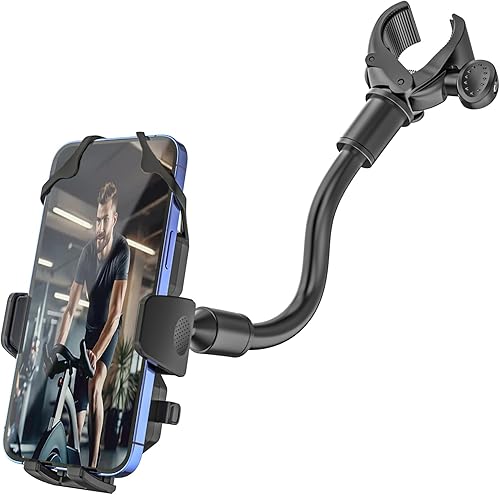 Soporte flexible para teléfono para bicicleta de ejercicio para interiores con doble protección para teléfono, clip para manillar de bicicleta de