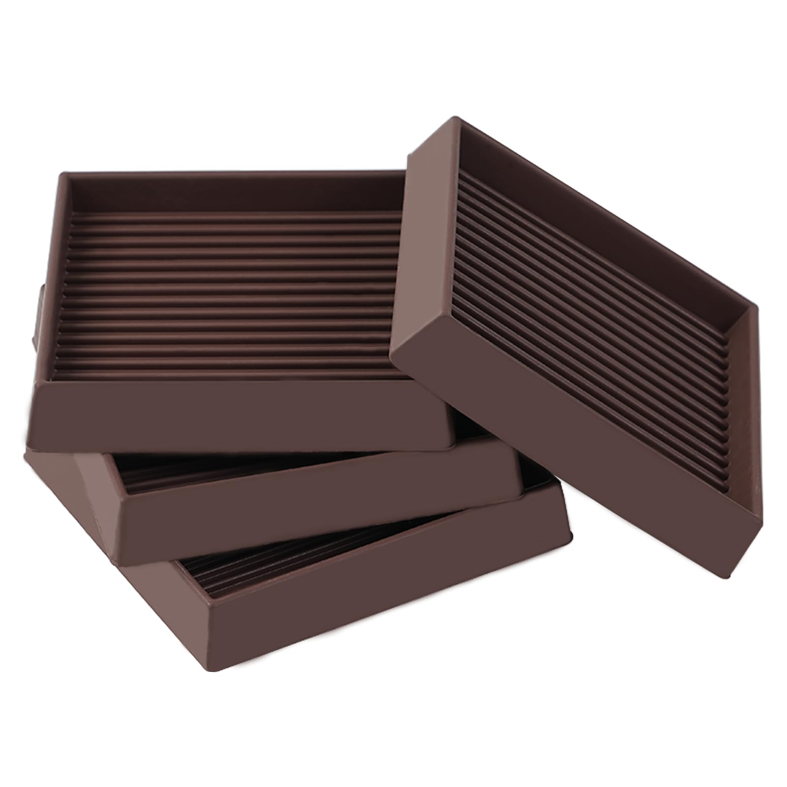 3x3 Square Rubber Furniture Caster Cups, Anti-Sliding Furniture Pads Bed Stopper Floor Protectors with Grip - Protect Any Flooring