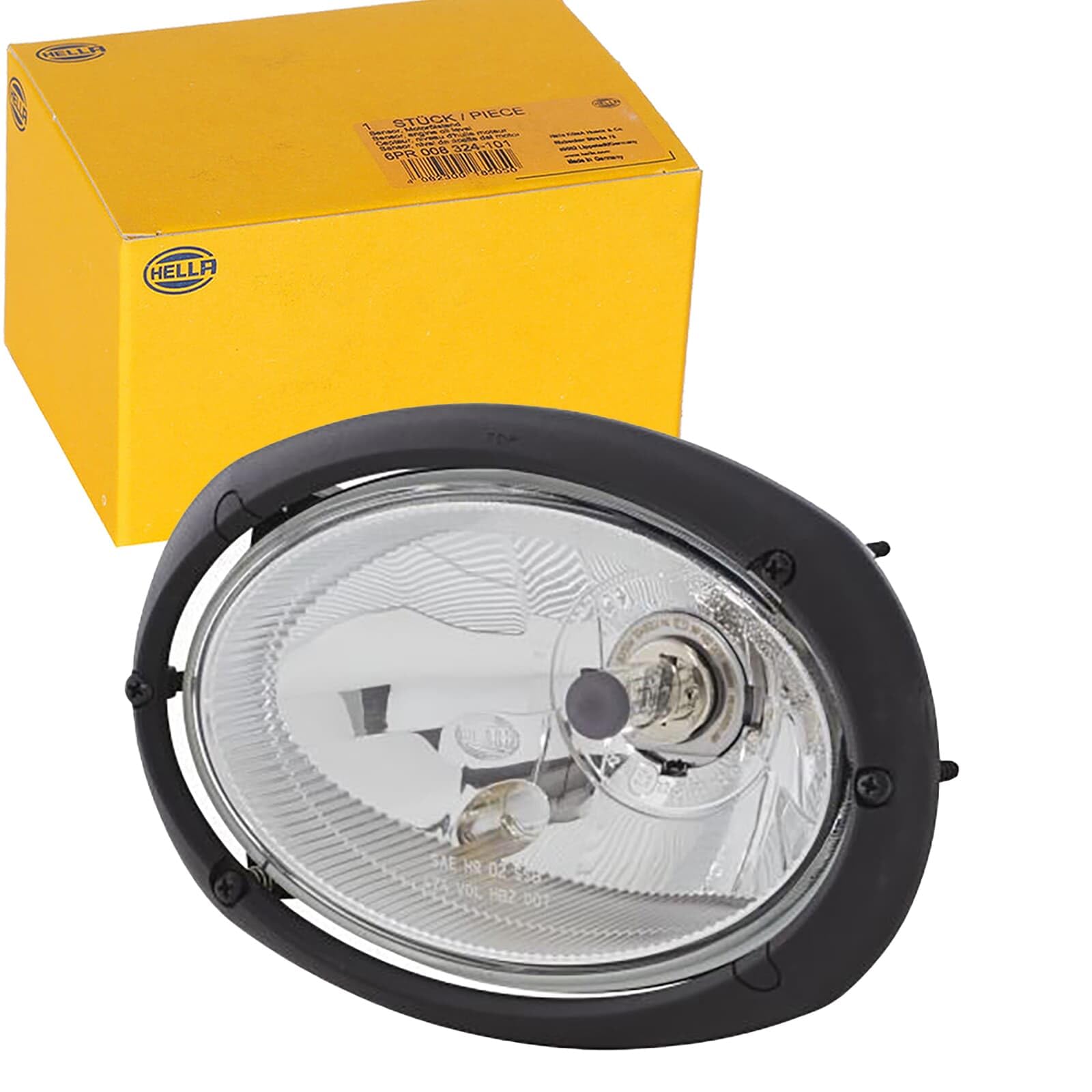 HELLA Halogen Reflektor - Oval 120 - 12V - owalny - Liczba referencyjna: 12.5 - ECE - Szyba rozpraszająca gładka - Wtyczki: męski - z prawej/z lewej - 1AB 996 157-081