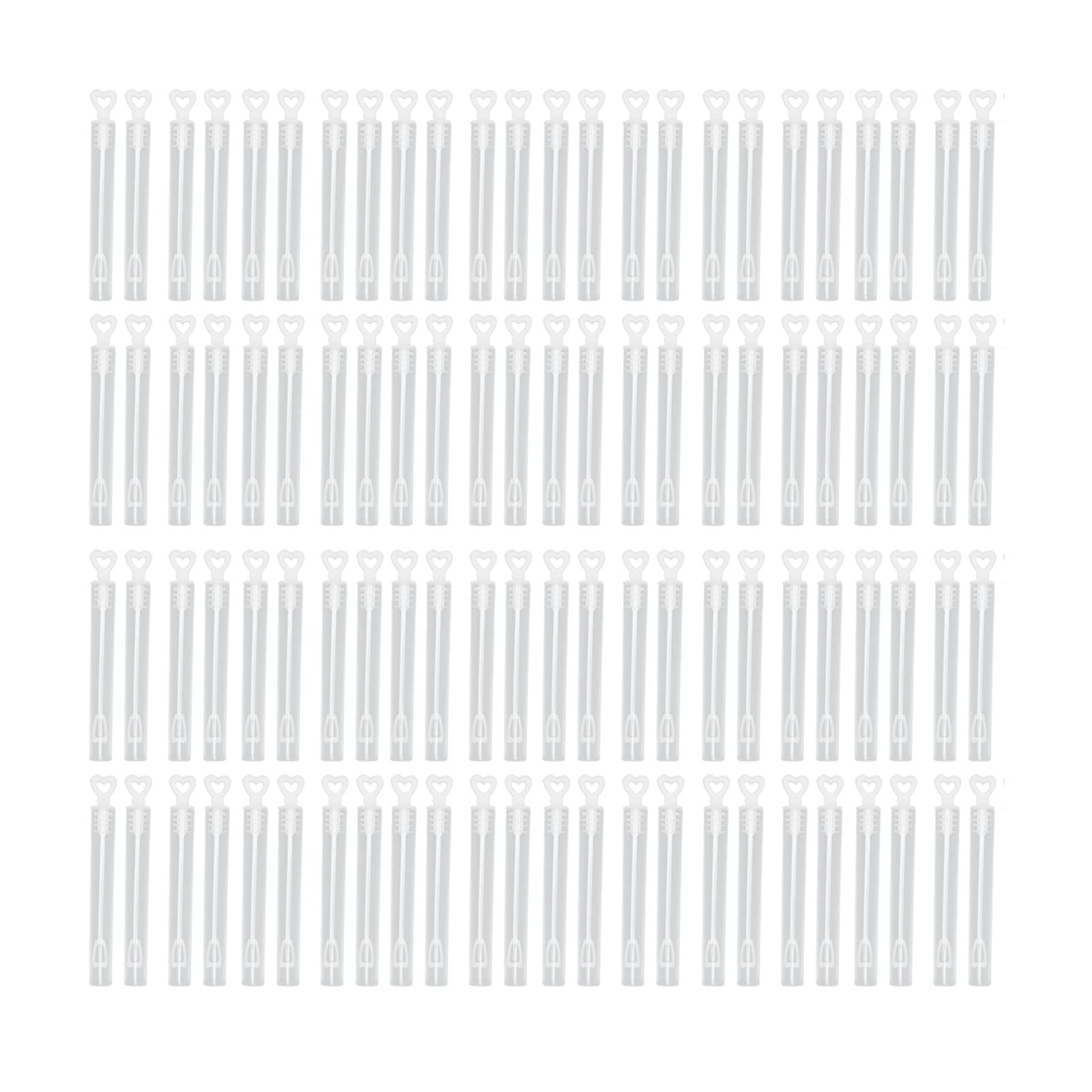 96PCS White Heart Bubble Wands, Mini Wedding Bubble Wands Without Liquid Transparent Party Favors for Weddings Supplies