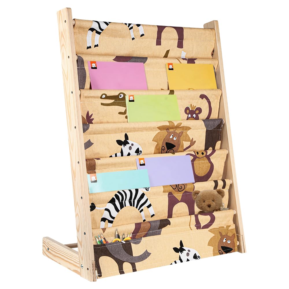 Librería para niños, estante de 7 niveles para libros, suministros escolares para habitación infantil, guardería, guardería, 80 x 60 x 30 cm (color)