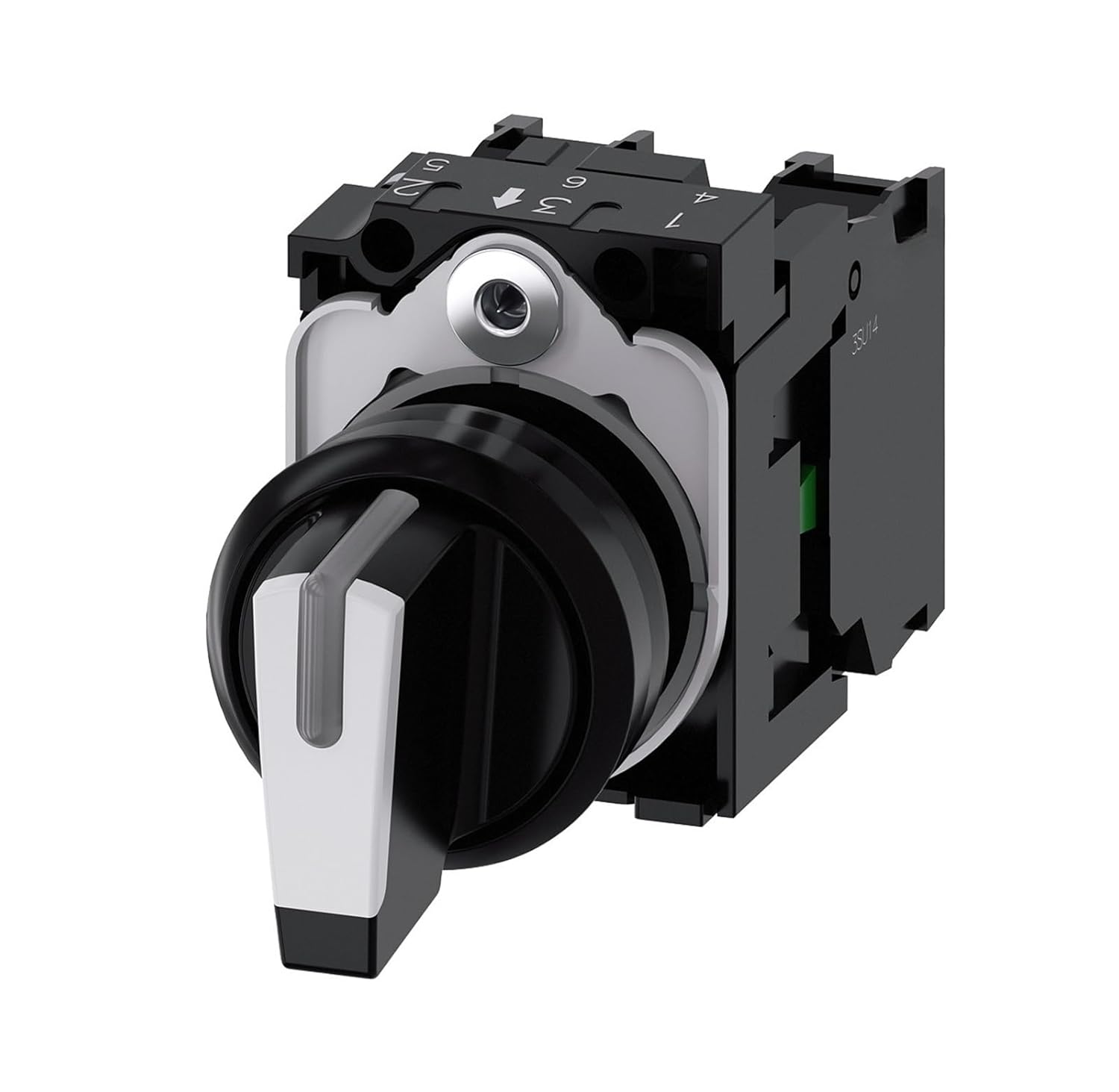 Change-Over Switch, Illuminated, 22 mm, Round, Plastic, White, Rotary Switch, Short, 3 Switch Positions I>O, 3SU1100-2BM60-1NA0