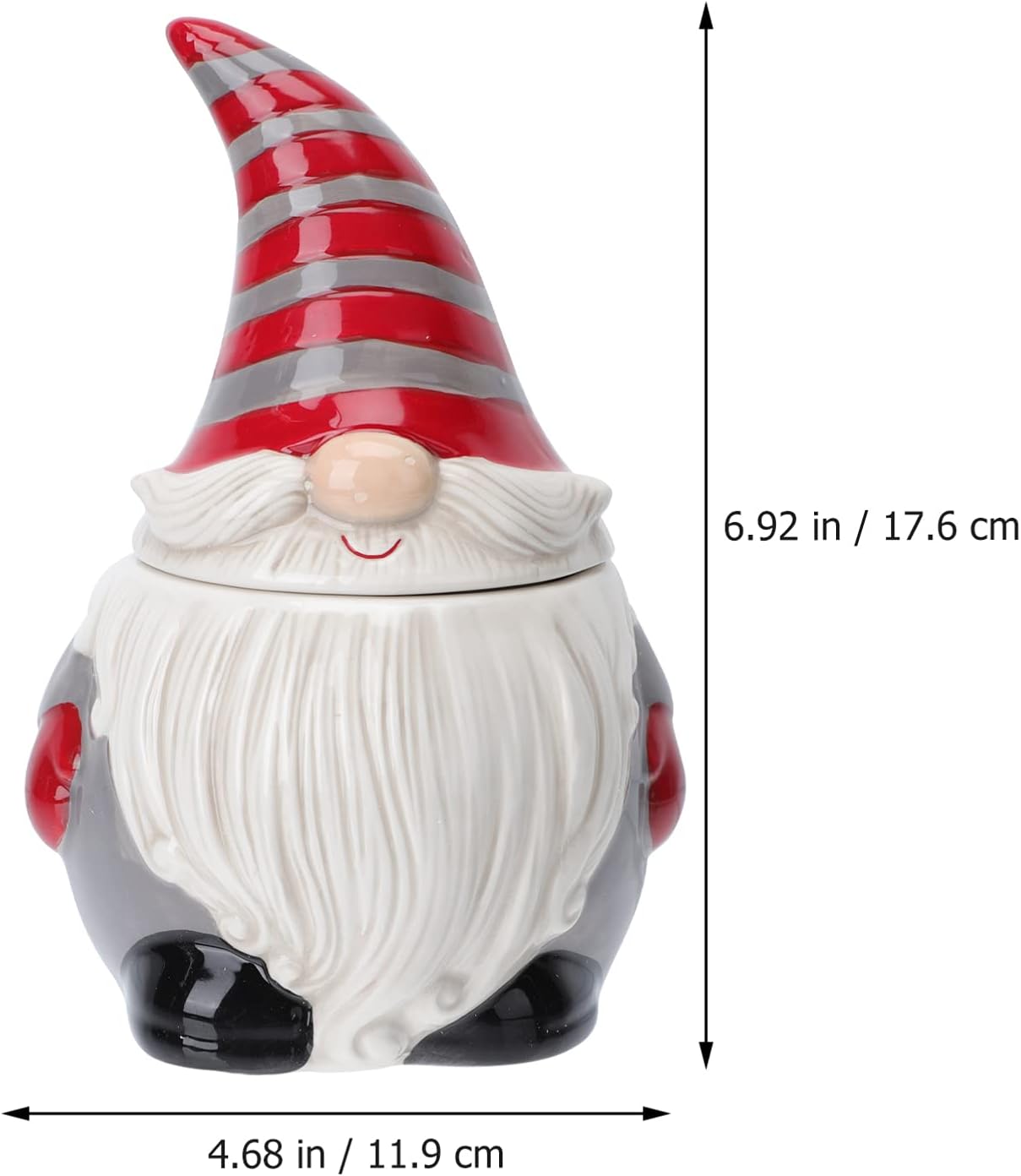 1Pc Christmas Gnome Food Jar Xmas Gnome Man Canister with Lid Ceramic Jar Painted Storage for Christmas Food Cookie Candy Jewelry Home Table Decors