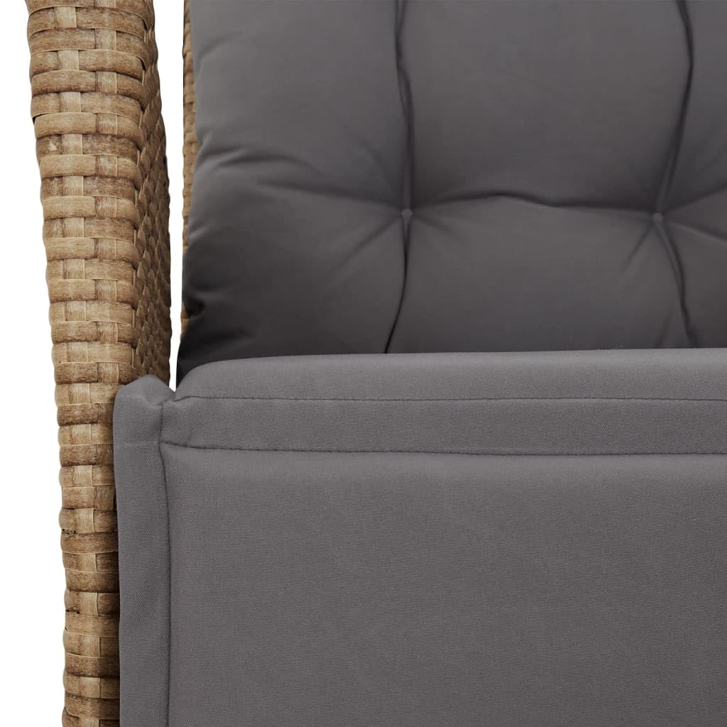 vidaXL Rozkładany fotel ogrodowy z podnóżkiem, mieszany beż, rattan PE, fotel ogrodowy, fotele ogrodowe, fotel rozkladany, fotel rozkładany
