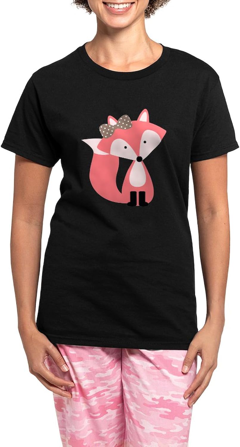 CafePress Cute Pink Fox Women's Dark Pajamas Womens Novelty PJ Sleepwear