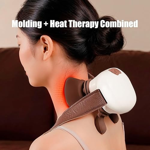 Miniatura 4 de Masajeador de cuello portátil, masajeador térmico Shiatsu Bionic, masaje eléctrico para hombros, masaje de amasamiento de tejido profundo,