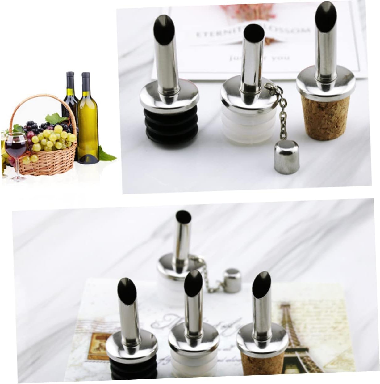 5pcs Stainless Steel Wine Pourers for Liquor Bottle Oil Bottle Stopper for Drip Pouring Style