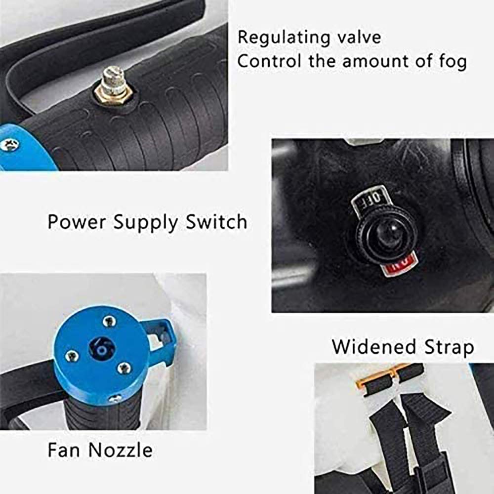Gaone Fogger Machine Disinfectant Corded Backpack Mist Duster ULV Sprayer 10L 1-15 GPH Commercial Mist Blower Adjustable Particle Size 0-50Um/Mm with Extended Hose And Spray Nozzle