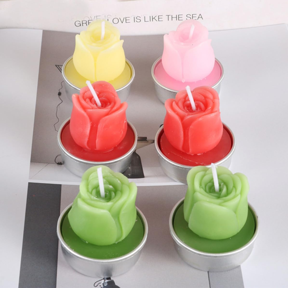 12pcs Rose Shape Tea Light Candle Set, Paraffin for Weddings