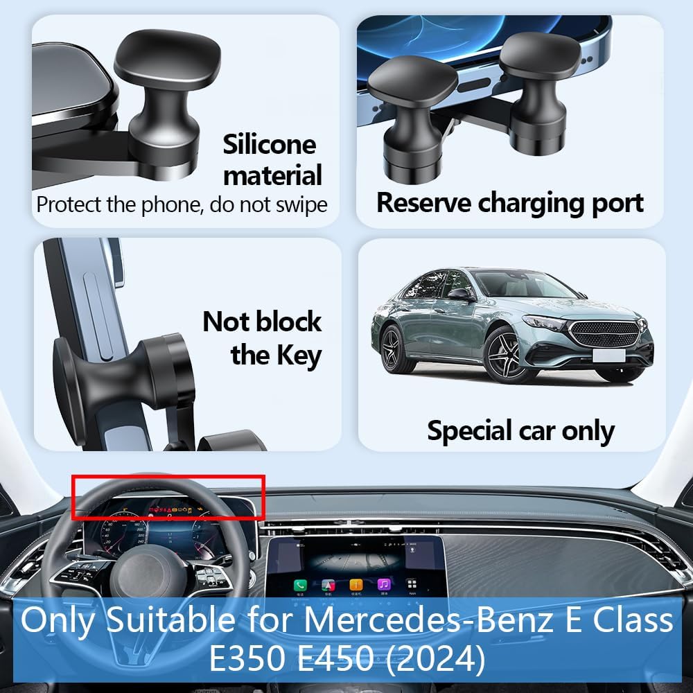 Car Phone Holder Mount for 2024 2025 Mercedes-Benz E Class E350 E450 Sedan Wagon Auto Accessories Navigation Screen Bracket Interior Decoration Mobile Cell Phone Mount