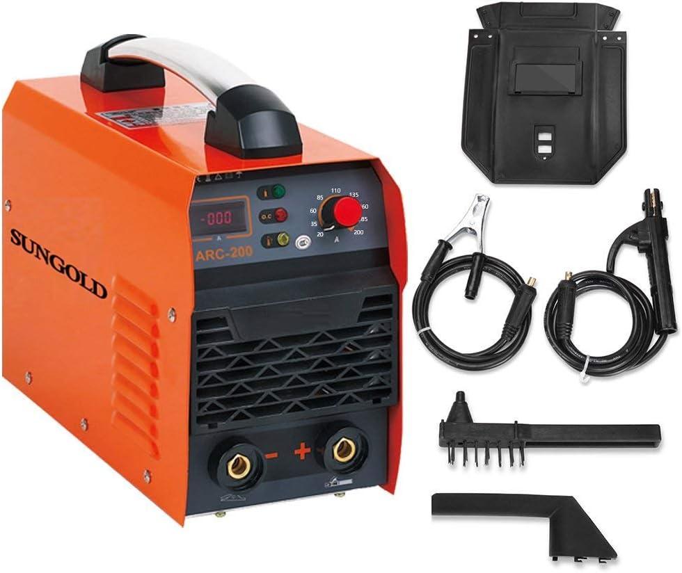 SUNGOLDPOWER 200A ARC MMA IGBT Digital Display LCD Hot Start Welding Machine DC Inverter Welder 200 AMP Rod Anti-Stick 220V,230V,240V Complete Package