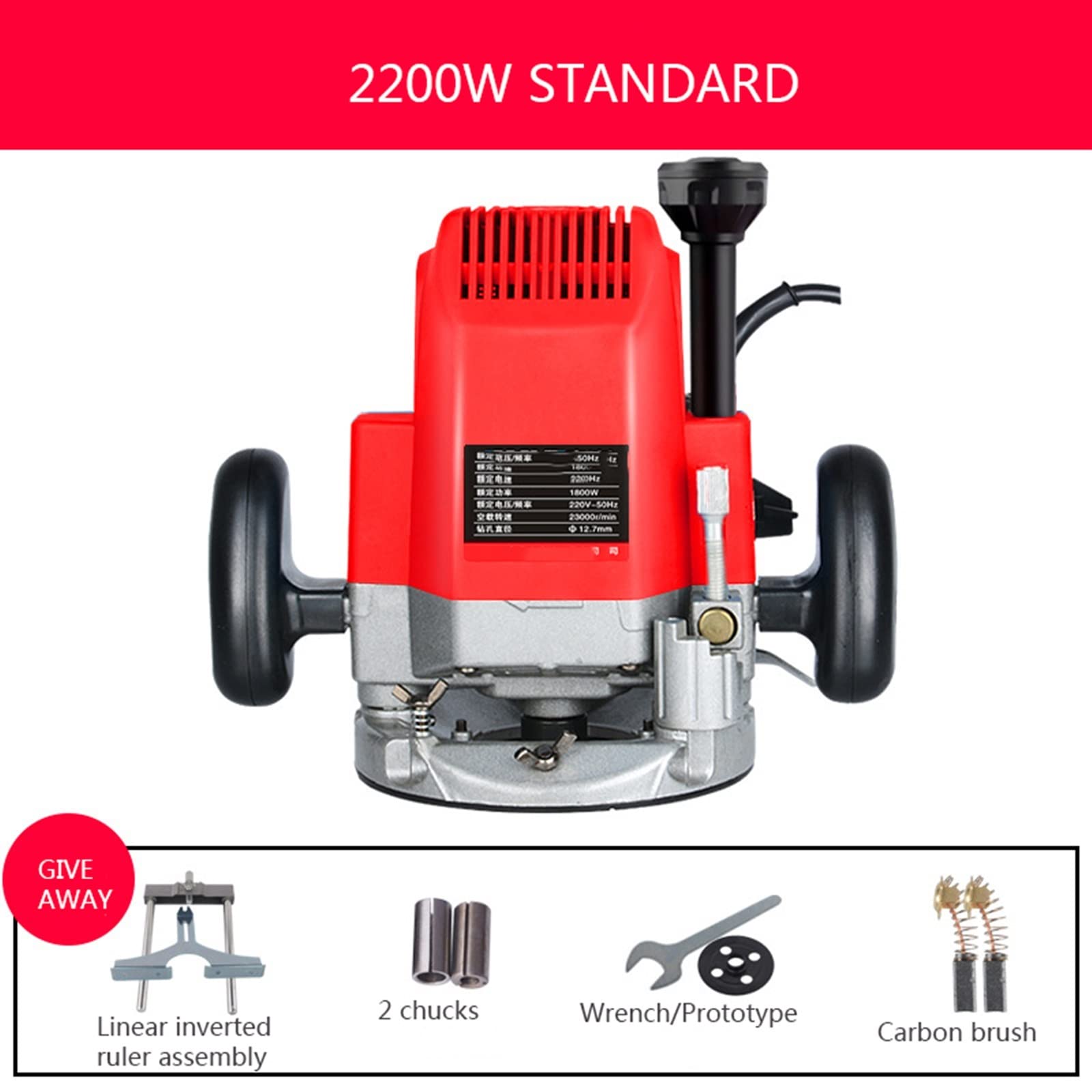 Fresadora de Madera Rebajadora Eléctrica, Máquina de grabado de carpintería de mano multifuncional 1800 W/2200 W máquina cortadora de ranuras eléctrica herramienta de fresado de madera para la Decorac