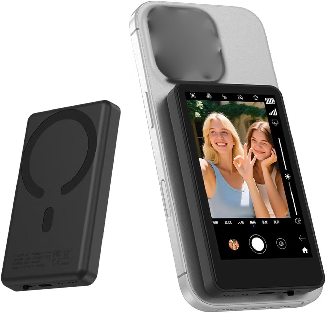 Fabater Vlog Selfie Monitor Screen, Magnetic Back Camera Screen, Wireless Phone Selfie Screens, Bluetooth Screens Mirroring for Photo, Video, 164 ft Range