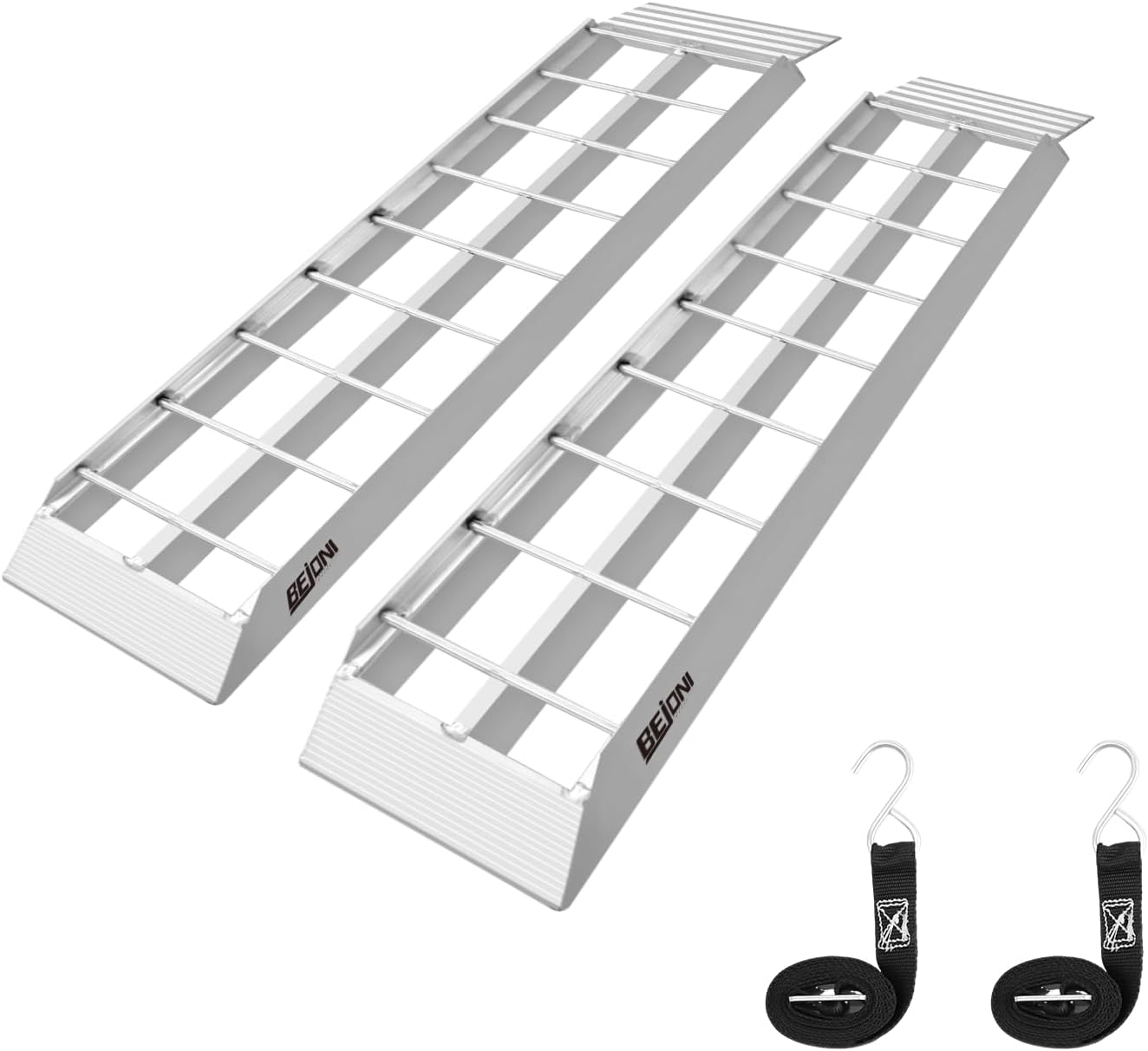 BEJONI 43” Aluminum Loading Ramp, 1500 Lbs Capacity Loading Ramps for Riding Mower, Portable Anti-Slip Shed Ramps for Lawn Mower, Dirt Bike, ATV, Motorcycle, Trailer, Lightweight, 2PCS