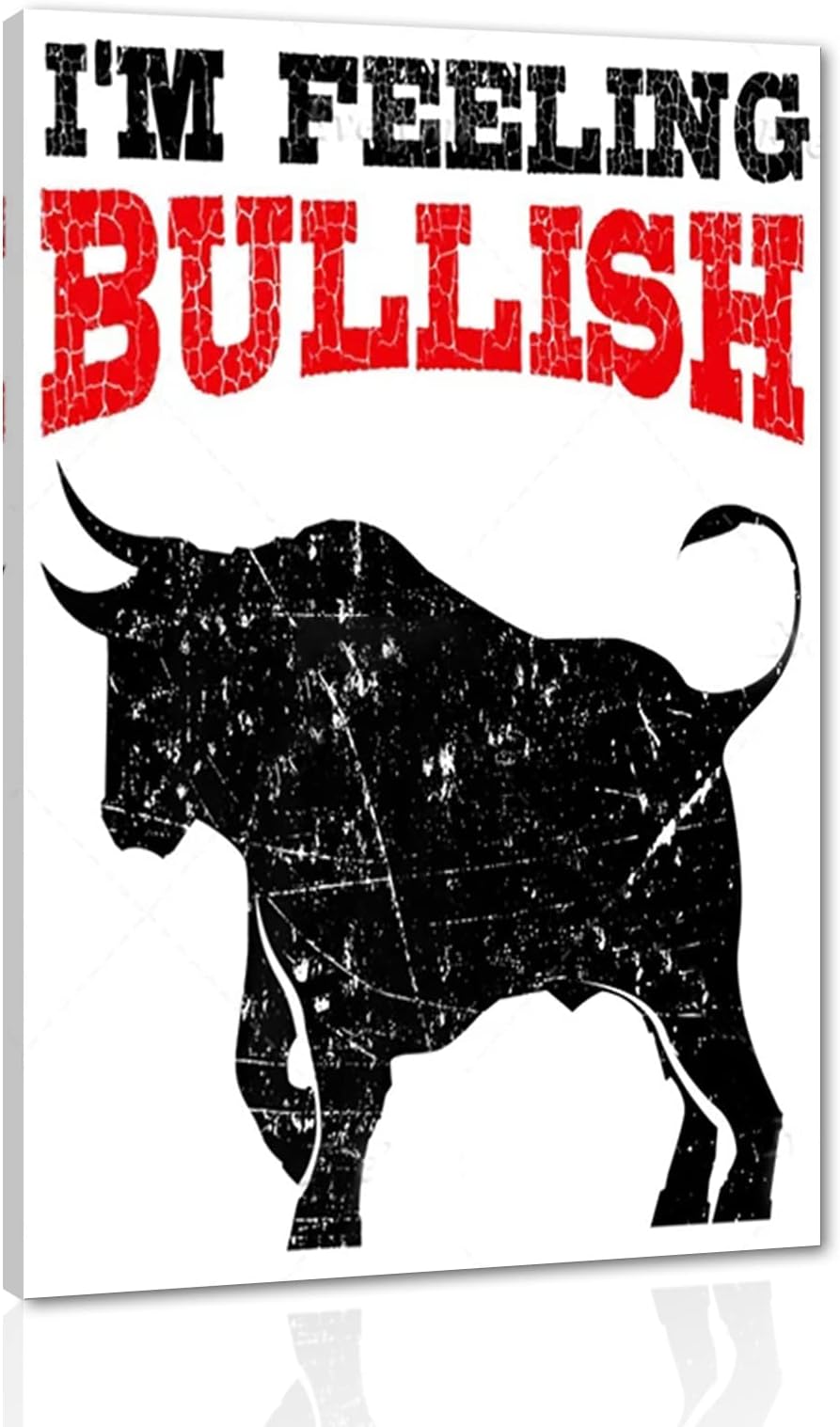 Yatsen Bridge I'm Feeling Bullish Trading Stock Bull Market Wall Art Inspirational Quote Poster and Print Modern Home Office Decor Wall Art Canvas Painting Framed Easy to Hang-12 inch x 18 inch