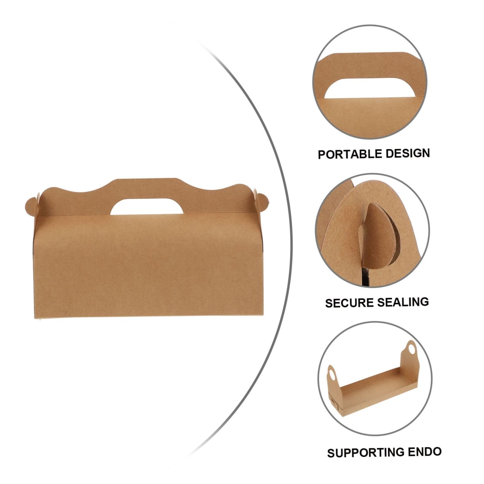 Caja para Tartas Largas de Papel Asa, Paquete de 10 Unidades, Fácil de Usar y Transportar, Adecuado para Pasteles y Postres
